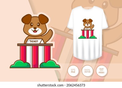 Cute dog cartoon character. Prints on T-shirts, sweatshirts, cases for mobile phones, souvenirs. Isolated vector illustration.