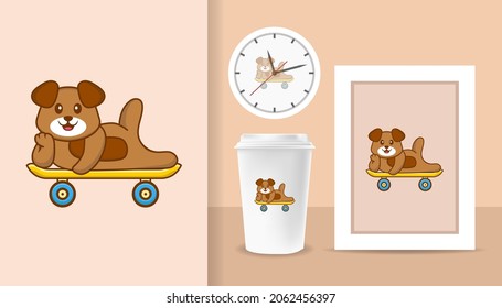 Caricatura de perro lindo. Impresiones en camisetas, sudaderas, estuches para teléfonos móviles, recuerdos. Ilustración vectorial aislada.