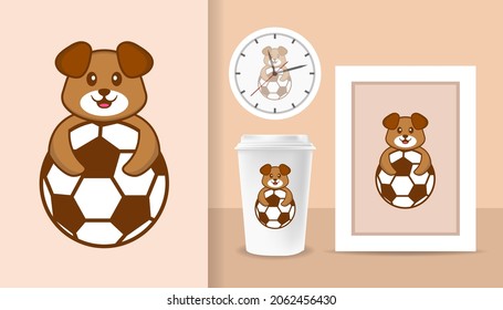 Cute dog cartoon character. Prints on T-shirts, sweatshirts, cases for mobile phones, souvenirs. Isolated vector illustration.