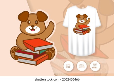 Cute dog cartoon character. Prints on T-shirts, sweatshirts, cases for mobile phones, souvenirs. Isolated vector illustration.