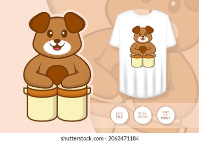 Cute dog cartoon character. Prints on T-shirts, sweatshirts, cases for mobile phones, souvenirs. Isolated vector illustration.