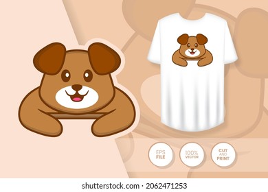 Cute dog cartoon character. Prints on T-shirts, sweatshirts, cases for mobile phones, souvenirs. Isolated vector illustration.