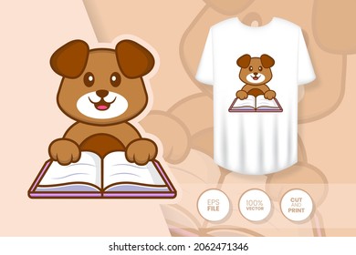 Cute dog cartoon character. Prints on T-shirts, sweatshirts, cases for mobile phones, souvenirs. Isolated vector illustration.