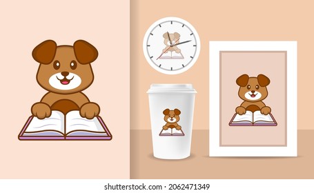 Cute dog cartoon character. Prints on T-shirts, sweatshirts, cases for mobile phones, souvenirs. Isolated vector illustration.