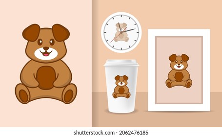 Cute dog cartoon character. Prints on T-shirts, sweatshirts, cases for mobile phones, souvenirs. Isolated vector illustration.