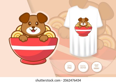 Cute dog cartoon character. Prints on T-shirts, sweatshirts, cases for mobile phones, souvenirs. Isolated vector illustration.