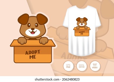 Cute dog cartoon character. Prints on T-shirts, sweatshirts, cases for mobile phones, souvenirs. Isolated vector illustration.