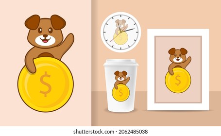 Cute dog cartoon character. Prints on T-shirts, sweatshirts, cases for mobile phones, souvenirs. Isolated vector illustration.