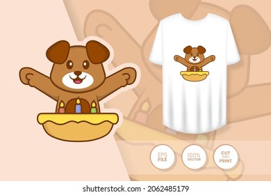 Cute dog cartoon character. Prints on T-shirts, sweatshirts, cases for mobile phones, souvenirs. Isolated vector illustration.