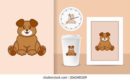 Cute dog cartoon character. Prints on T-shirts, sweatshirts, cases for mobile phones, souvenirs. Isolated vector illustration.