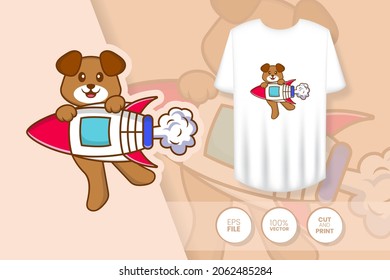 Cute dog cartoon character. Prints on T-shirts, sweatshirts, cases for mobile phones, souvenirs. Isolated vector illustration.