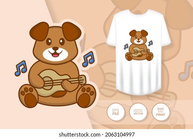 Cute dog cartoon character. Prints on T-shirts, sweatshirts, cases for mobile phones, souvenirs. Isolated vector illustration.