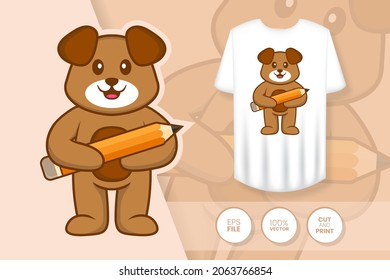 Cute dog cartoon character. Prints on T-shirts, sweatshirts, cases for mobile phones, souvenirs. Isolated vector illustration.