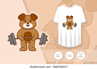 Cute dog cartoon character. Prints on T-shirts, sweatshirts, cases for mobile phones, souvenirs. Isolated vector illustration.