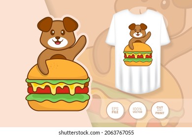 Cute dog cartoon character. Prints on T-shirts, sweatshirts, cases for mobile phones, souvenirs. Isolated vector illustration.