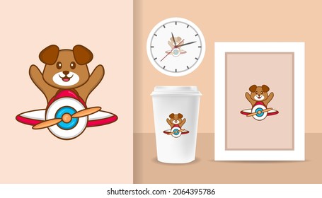 Cute dog cartoon character. Prints on T-shirts, sweatshirts, cases for mobile phones, souvenirs. Isolated vector illustration.