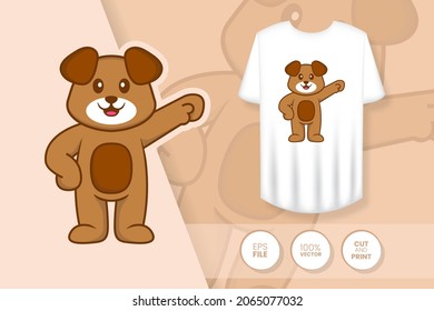 Cute dog cartoon character. Prints on T-shirts, sweatshirts, cases for mobile phones, souvenirs. Isolated vector illustration.