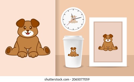 Cute dog cartoon character. Prints on T-shirts, sweatshirts, cases for mobile phones, souvenirs. Isolated vector illustration.