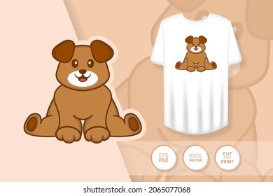 Cute dog cartoon character. Prints on T-shirts, sweatshirts, cases for mobile phones, souvenirs. Isolated vector illustration.