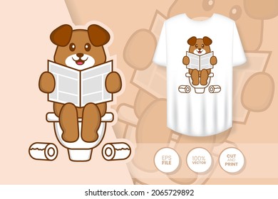 Cute dog cartoon character. Prints on T-shirts, sweatshirts, cases for mobile phones, souvenirs. Isolated vector illustration.