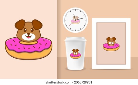 Cute dog cartoon character. Prints on T-shirts, sweatshirts, cases for mobile phones, souvenirs. Isolated vector illustration.