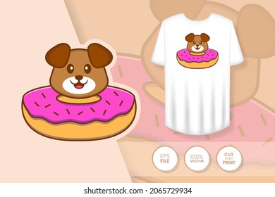 Cute dog cartoon character. Prints on T-shirts, sweatshirts, cases for mobile phones, souvenirs. Isolated vector illustration.