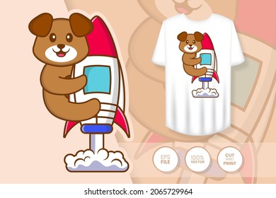 Cute dog cartoon character. Prints on T-shirts, sweatshirts, cases for mobile phones, souvenirs. Isolated vector illustration.