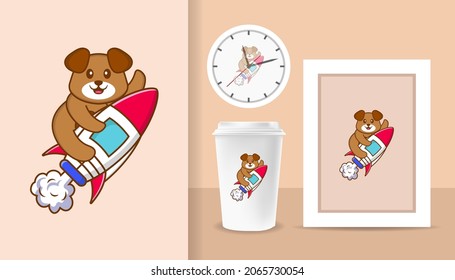 Cute dog cartoon character. Prints on T-shirts, sweatshirts, cases for mobile phones, souvenirs. Isolated vector illustration.