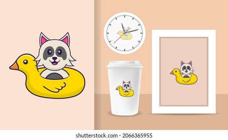 Cute dog cartoon character. Prints on T-shirts, sweatshirts, cases for mobile phones, souvenirs. Isolated vector illustration.