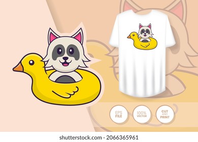 Cute dog cartoon character. Prints on T-shirts, sweatshirts, cases for mobile phones, souvenirs. Isolated vector illustration.