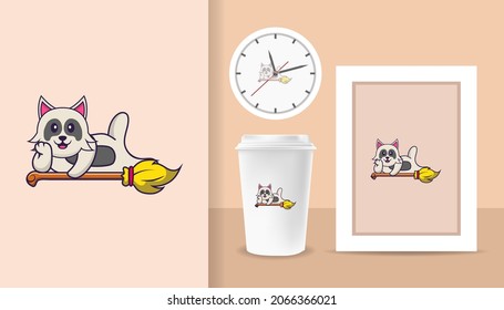 Cute dog cartoon character. Prints on T-shirts, sweatshirts, cases for mobile phones, souvenirs. Isolated vector illustration.