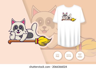 Cute dog cartoon character. Prints on T-shirts, sweatshirts, cases for mobile phones, souvenirs. Isolated vector illustration.