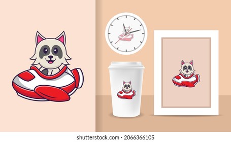 Cute dog cartoon character. Prints on T-shirts, sweatshirts, cases for mobile phones, souvenirs. Isolated vector illustration.