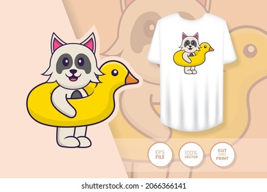 Cute dog cartoon character. Prints on T-shirts, sweatshirts, cases for mobile phones, souvenirs. Isolated vector illustration.