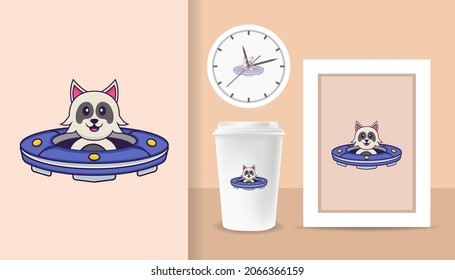 Cute dog cartoon character. Prints on T-shirts, sweatshirts, cases for mobile phones, souvenirs. Isolated vector illustration.