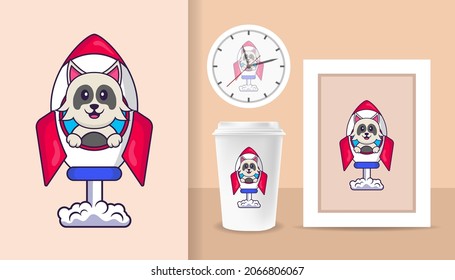 Cute dog cartoon character. Prints on T-shirts, sweatshirts, cases for mobile phones, souvenirs. Isolated vector illustration.