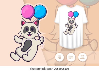 Cute dog cartoon character. Prints on T-shirts, sweatshirts, cases for mobile phones, souvenirs. Isolated vector illustration.