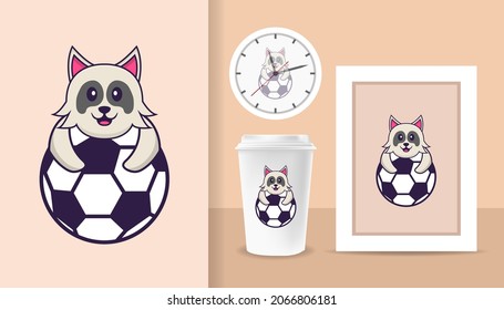 Cute dog cartoon character. Prints on T-shirts, sweatshirts, cases for mobile phones, souvenirs. Isolated vector illustration.