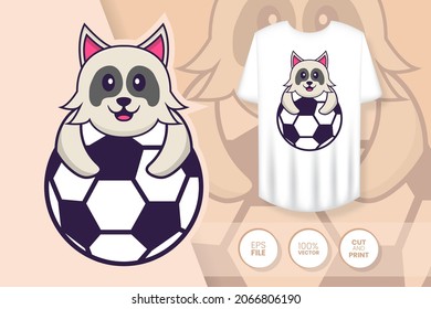 Cute dog cartoon character. Prints on T-shirts, sweatshirts, cases for mobile phones, souvenirs. Isolated vector illustration.