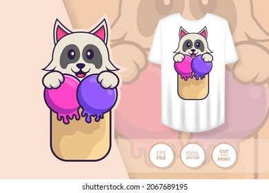 Cute dog cartoon character. Prints on T-shirts, sweatshirts, cases for mobile phones, souvenirs. Isolated vector illustration.