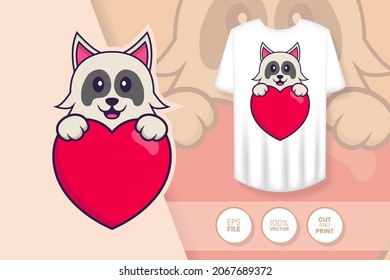 Cute dog cartoon character. Prints on T-shirts, sweatshirts, cases for mobile phones, souvenirs. Isolated vector illustration.