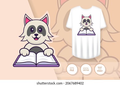 Cute dog cartoon character. Prints on T-shirts, sweatshirts, cases for mobile phones, souvenirs. Isolated vector illustration.