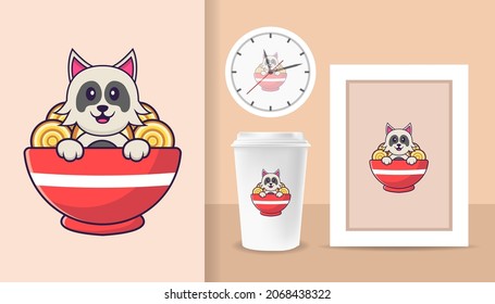 Cute dog cartoon character. Prints on T-shirts, sweatshirts, cases for mobile phones, souvenirs. Isolated vector illustration.