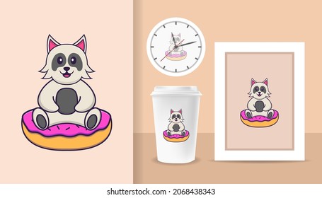 Cute dog cartoon character. Prints on T-shirts, sweatshirts, cases for mobile phones, souvenirs. Isolated vector illustration.