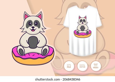 Cute dog cartoon character. Prints on T-shirts, sweatshirts, cases for mobile phones, souvenirs. Isolated vector illustration.