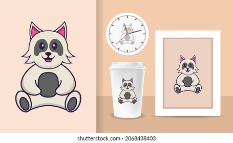 Cute dog cartoon character. Prints on T-shirts, sweatshirts, cases for mobile phones, souvenirs. Isolated vector illustration.