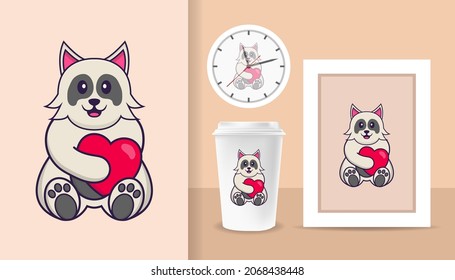 Cute dog cartoon character. Prints on T-shirts, sweatshirts, cases for mobile phones, souvenirs. Isolated vector illustration.