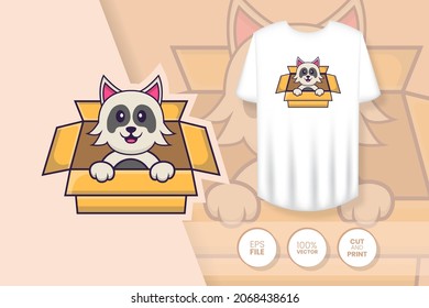 Cute dog cartoon character. Prints on T-shirts, sweatshirts, cases for mobile phones, souvenirs. Isolated vector illustration.