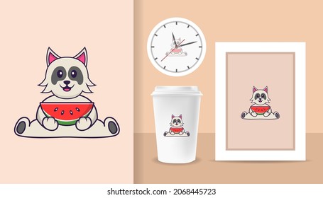 Cute dog cartoon character. Prints on T-shirts, sweatshirts, cases for mobile phones, souvenirs. Isolated vector illustration.