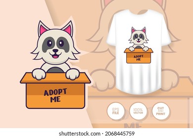 Cute dog cartoon character. Prints on T-shirts, sweatshirts, cases for mobile phones, souvenirs. Isolated vector illustration.